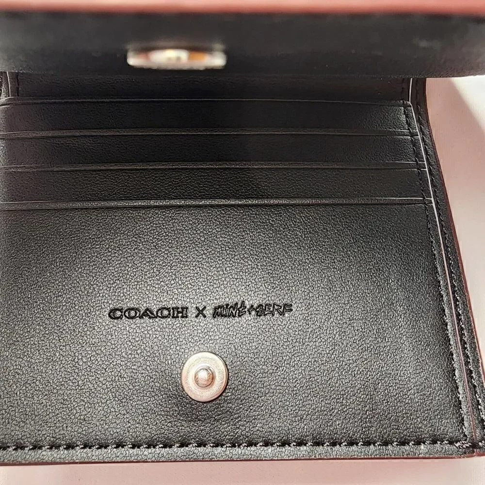 NWT Coach CM672 X Mint + Serf Small Morgan Wallet Silver / Black Multi